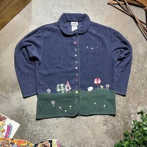 Vintage 90s Northern Reflections Button Up Grandma Sweater Animal Sweatshirt